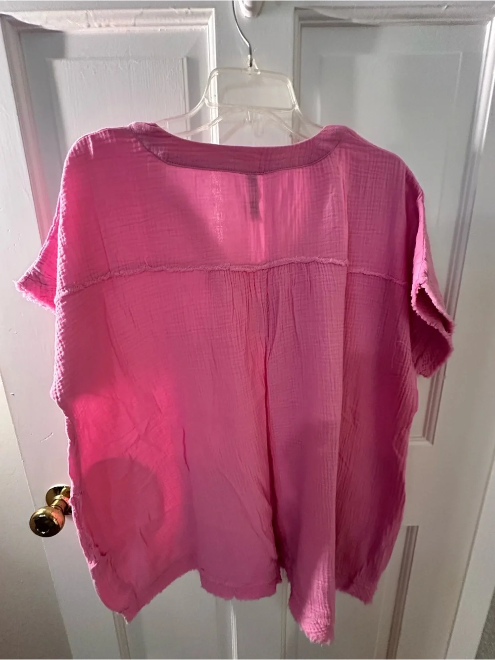 Zenana Relaxed Gauze V-Neck Tunic Top - Pink
